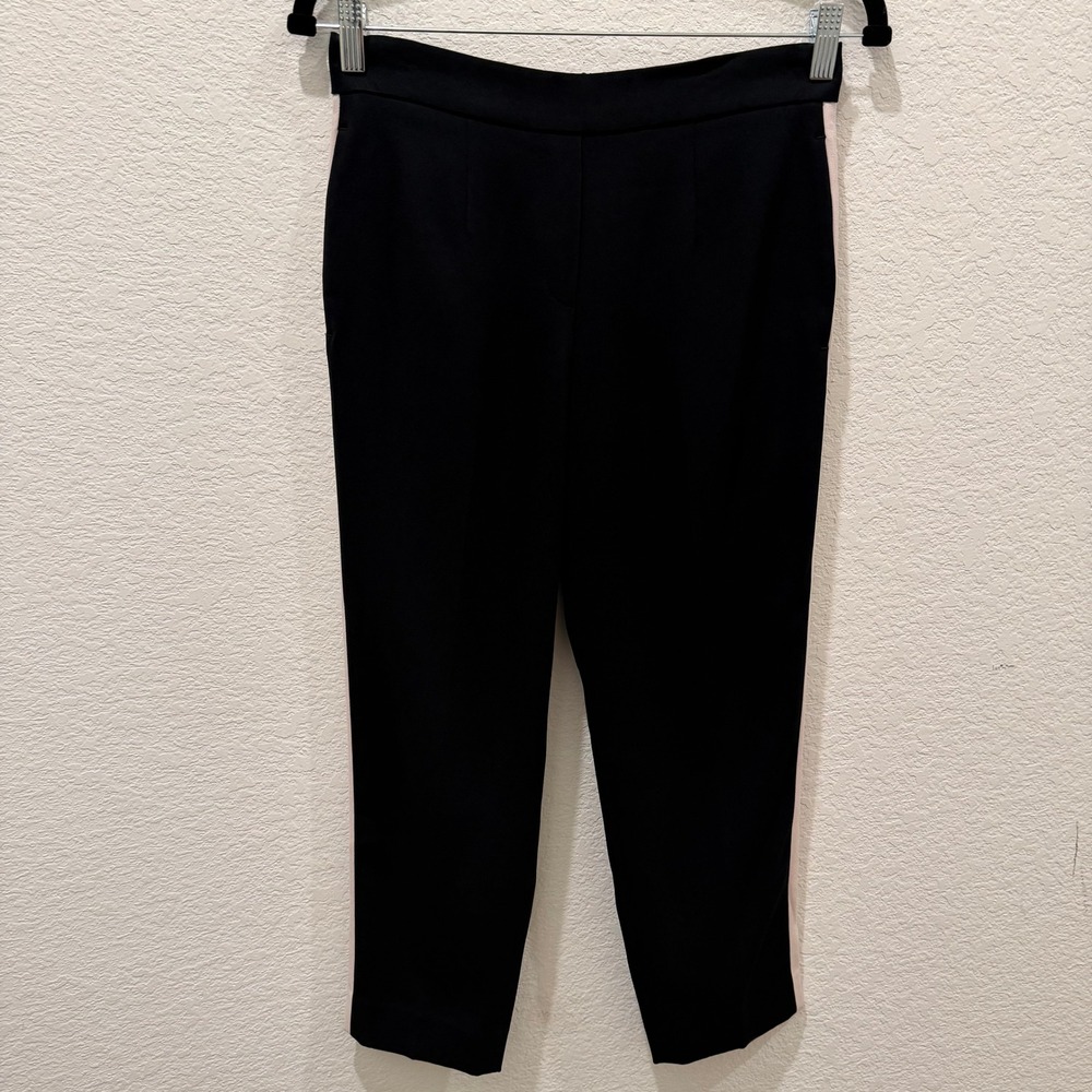 Babaton Aritzia Black Pink Tuxedo Side Stripe Cropped Tapered Pants Womens 2